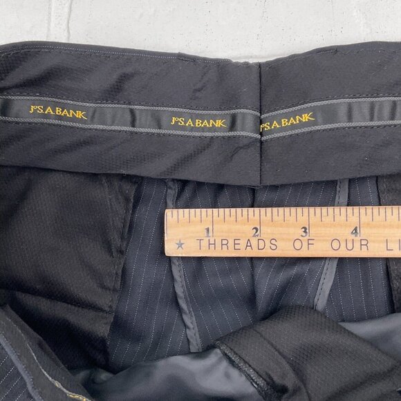 Jos A Bank Suit Men 43L 34Wx30L Black White Gordon Signature Gold Wool Classic - Picture 16 of 16